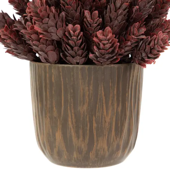 Northlight Wild Flower Artificial Plant in a Textured Lined Pot - 8" - Burgundy Red {6}