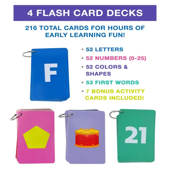Carson Dellosa 216 Toddler Flash Cards, Sight Words, Alphabet, Numbers, Colors and Shapes Flashcards Ages 4 and Up, Phonics and Math Manipulatives, Kindergarten and Preschool Learning Activities {3}