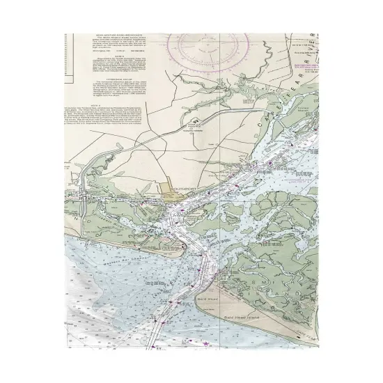Betsy Drake Cape Fear, NC Nautical Map Beach Towel Multicolor {1}