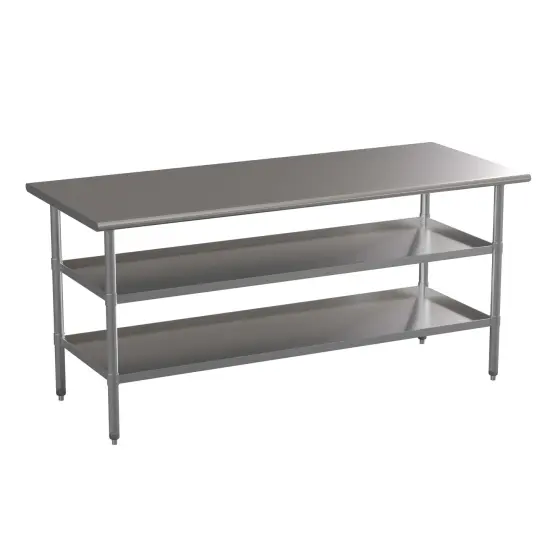 Emma and Oliver NSF Certified Stainless Steel 18 Gauge Work Table with 2 Undershelves {1}