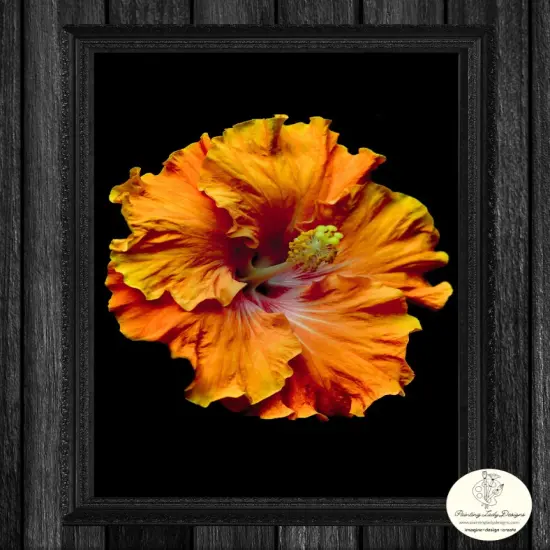 Night Flower Orange Flame - Art paper for Decoupage and Mixed MediaLarge 24x36 {1}