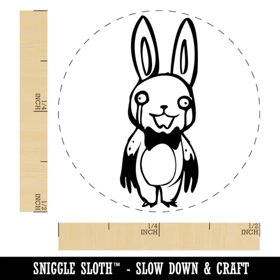 Creepy Spooky Murder Bunny Rabbit Horror Self-Inking Rubber Stamp for Stamping Crafting Planners Green {1}