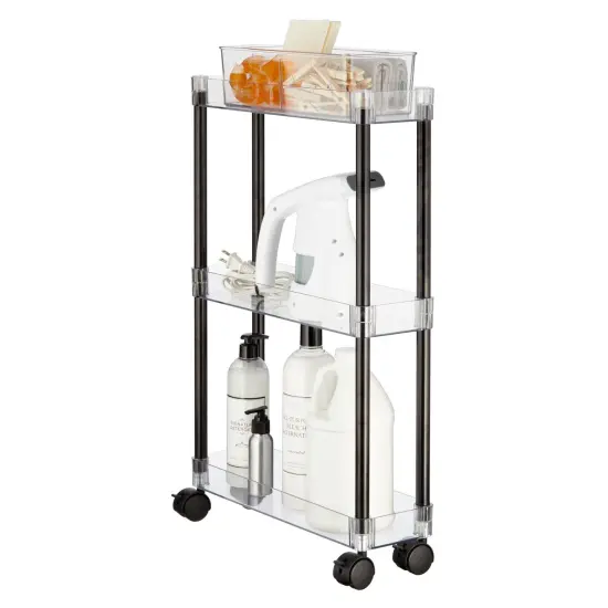 mDesign Slim 3-Tier Portable Household Rolling Cart with Wheels {1}