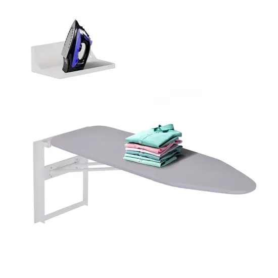 Ivation Foldable Ironing Board, Down Folding Wall-Mount with Shelf {1}