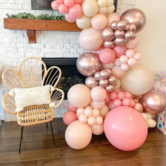 60 Pieces Retro Blush Pink Party Balloons, 12Inch Dusty Pink Metallic Chrome Rose Gold Balloons Beige Blush Latex Balloons for Birthday Wedding Baby Shower Party Decoration {1}