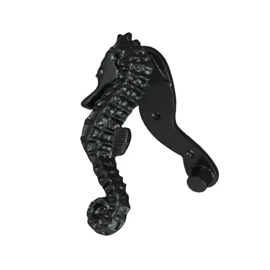 Rustic Black Enamel Cast Iron Coastal Seahorse Door Knocker Sea Horse {3}