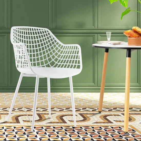 Costway Modern Dining Chair Set of 4 Plastic Shell Hollow withMetal Legs for Living Room {3}