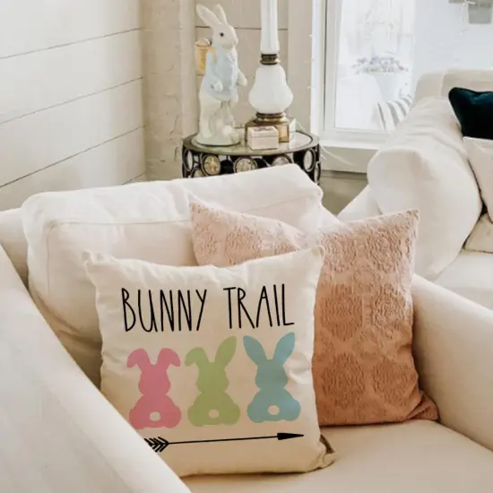 GEEORY Easter Pillow Covers 18x18 Set of 4 Easter Decorations for Home Bunny Truck Hello Peeps Hip Hop Pillows Easter Decorative Throw Pillows Spring Easter Farmhouse Decor {5}