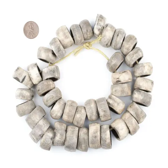 The Bead Chest Rustic Grey Bone Beads - Full Strand of Fair Trade African Beads (Ring, Rustic Grey) {2}