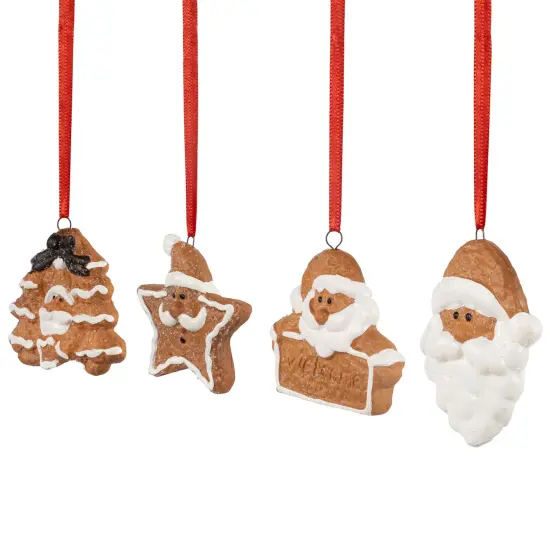 Northlight Set of 4 Santa Claus Gingerbread Christmas Ornaments 2.5" Brown {4}