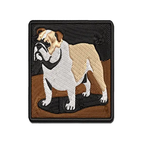 Gentle English Bulldog Pet Dog Multi-Color Embroidered Iron-On or Hook & Loop Patch Applique {1}