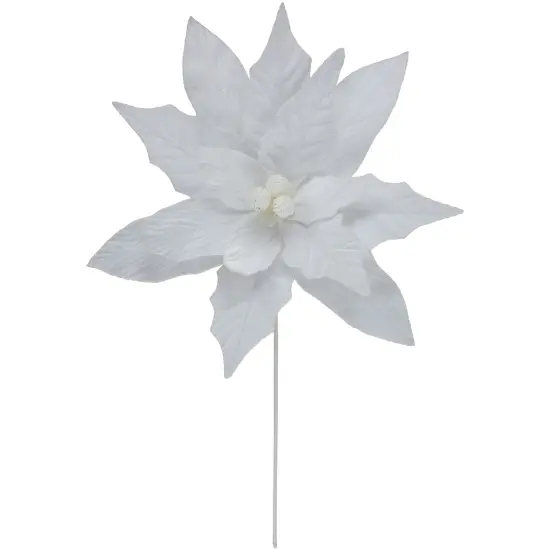 Northlight 24" Winter White Glittered Poinsettia Christmas Stem Spray {1}
