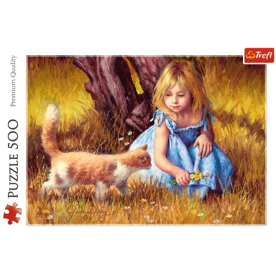 500 Piece Jigsaw Puzzles, In The Center of Attention, Jim Daly Puzzle with Little Girl and Cat, Adult Puzzles, Trefl 37291 {3}