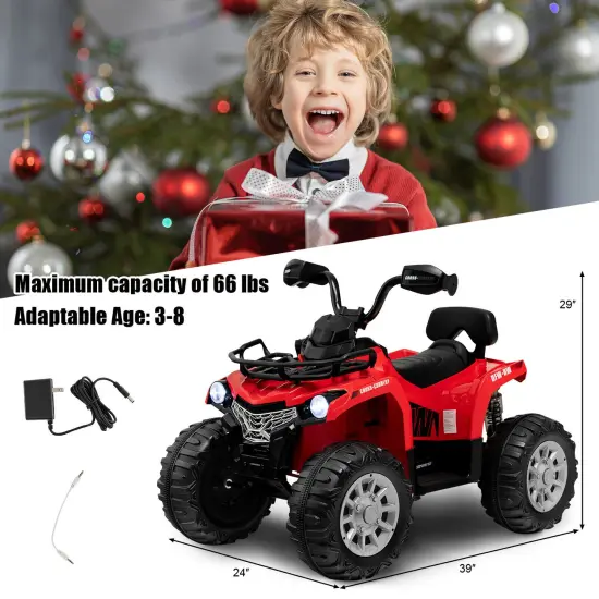 Kids Ride On Car Toy 4 Wheeler with MP3 and Headlights Ideal Gift for Birthdays or Christmas Red {2}