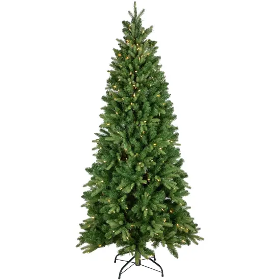 Northlight Real Touch&trade;️ Pre-Lit Washington Frasier Fir Multi-Function Slim Christmas Tree - 7.5' - Dual Color LED Lights Green {3}