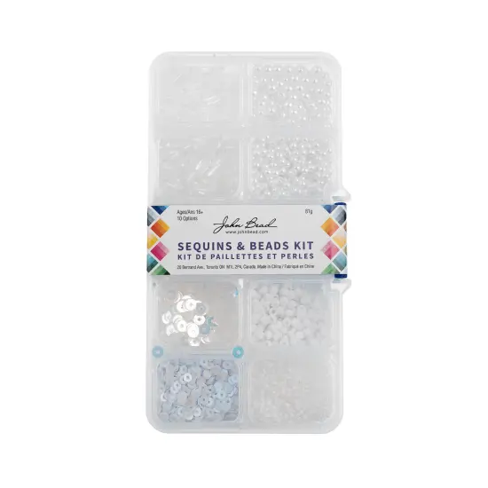 John Bead 10 Types Mix Sequins & Beads Kit White {3}