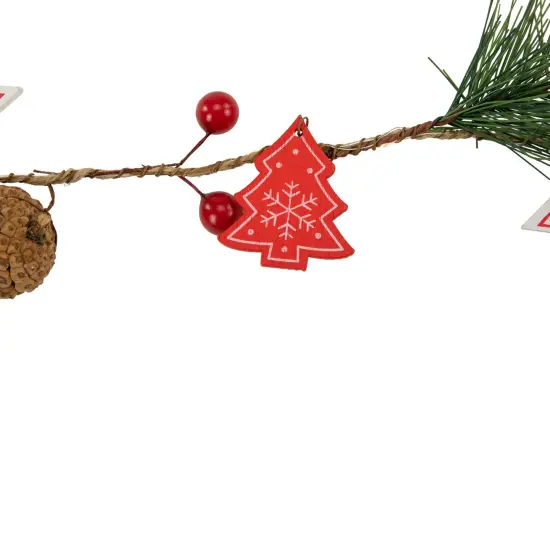 Northlight Pre-Lit Battery Operated Stars and Trees Christmas Garland - 6' - Warm White Red {7}