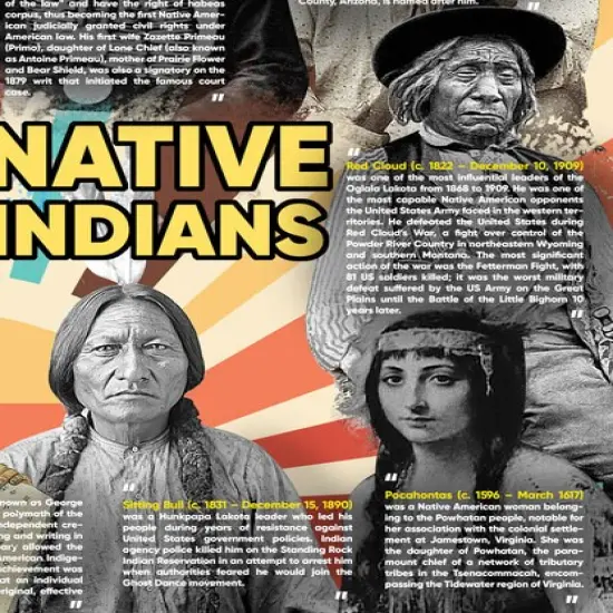 Famous Native American Indians Poster Wall Art Print, 24"x18", Unframed {5}