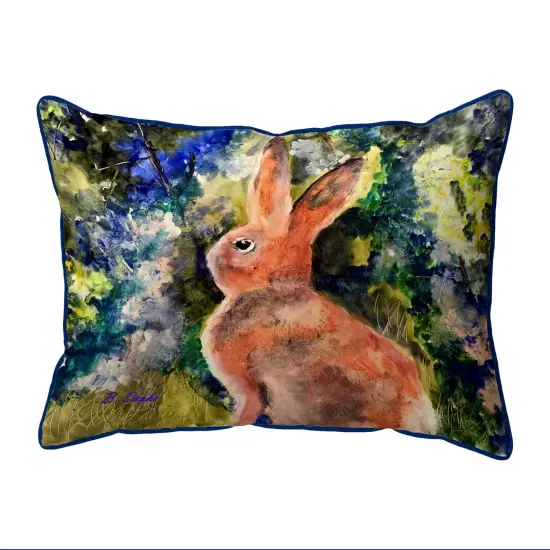 Betsy Drake Cottontail Rabbit 20x24 Extra Large Zippered Indoor/Outdoor Pillow Multicolor {1}