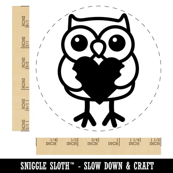 Owl Holding Heart Self-Inking Rubber Stamp for Stamping Crafting Planners Black {1}