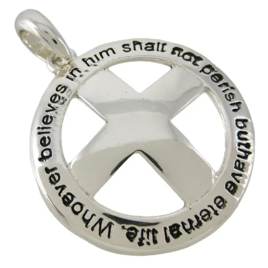 Religious Christian Cross Pendant Earring Set Jesus John 3:16 NIV {3}