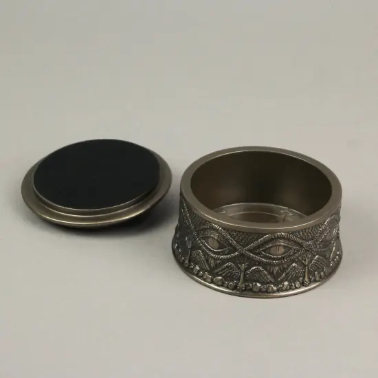 Baphomet With Pentagram Bronze Finished Round Trinket Box Wicca Pagan {6}