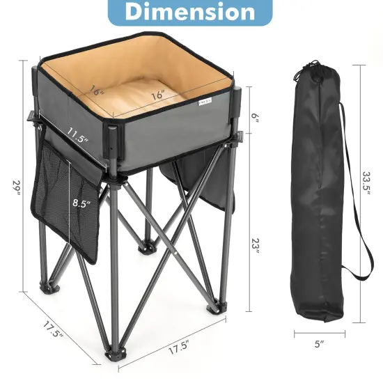 2 Pieces Folding Camping Tables with Large Capacity Storage Sink for Picnic Black {4}