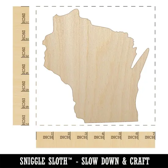 Wisconsin State Silhouette Unfinished Wood Shape Piece Cutout for DIY Craft Projects {1}