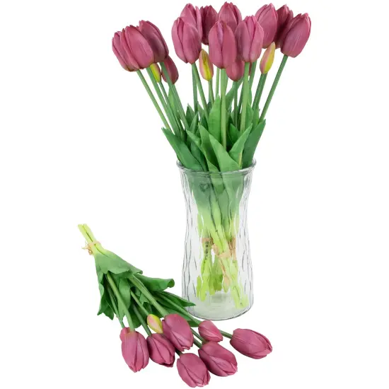 Northlight Real Touch&trade; Purple Artificial Tulip Floral Bundles, Set of 6 - 18" {5}