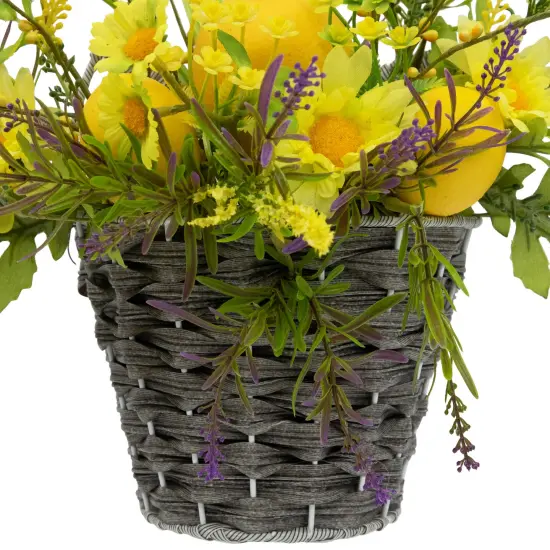 Northlight Lemon and Daisy Hanging Spring Wall Basket - 12"- Yellow {5}