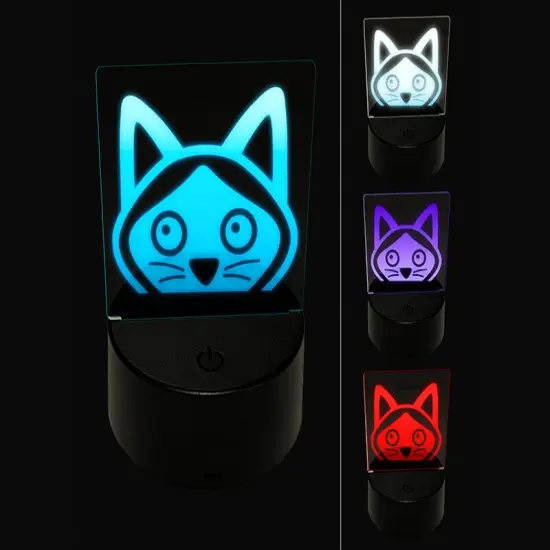 Peeking Siamese Cat 3D Illusion LED Night Light Sign Nightstand Desk Lamp {1}