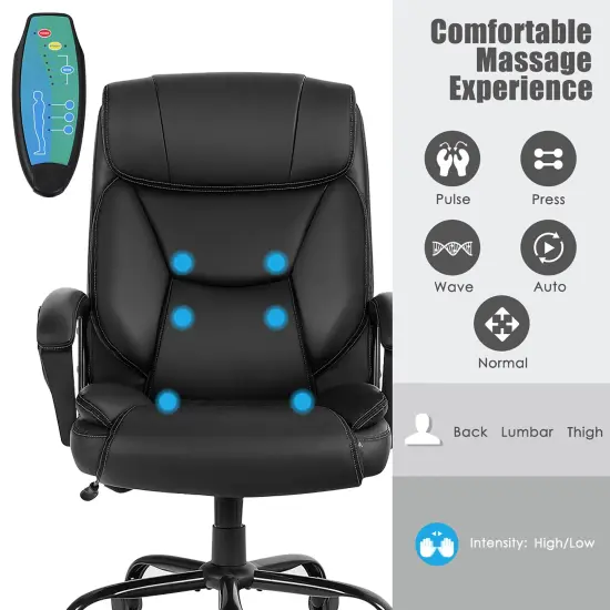 Costway Big & Tall 500lb Office Chair Executive PU Leather Computer Desk Chair {6}