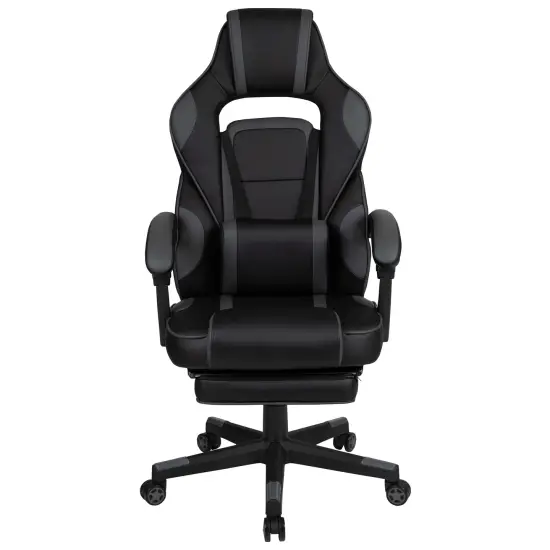 Emma and Oliver Ergonomic Gaming Chair -Recline Back/Arms, Footrest, Massaging Lumbar Black/Gray {3}