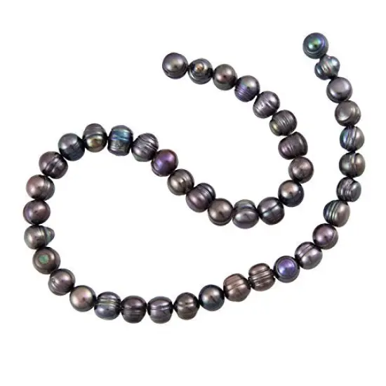 Freshwater Potato Pearl Peacock Black 9-10mm (16" Strand) {1}