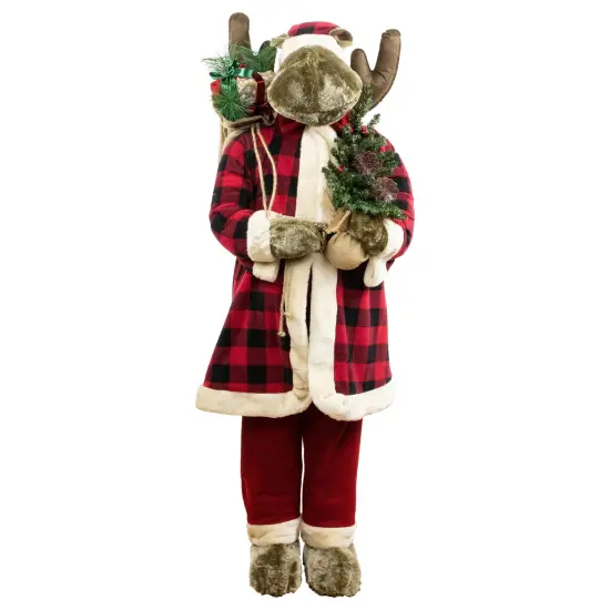 Northlight Moose Santa Claus Standing Christmas Figure - 48" Red {1}