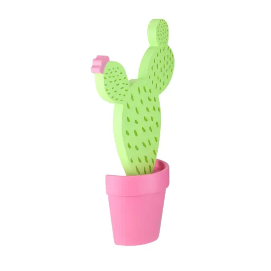 Gerson 12.75" Green and Pink Embellished Wood Cactus Wall Decor {3}