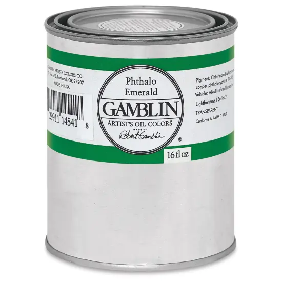 Gamblin Artist's Oil Color - Phthalo Emerald, 16 oz Can {2}