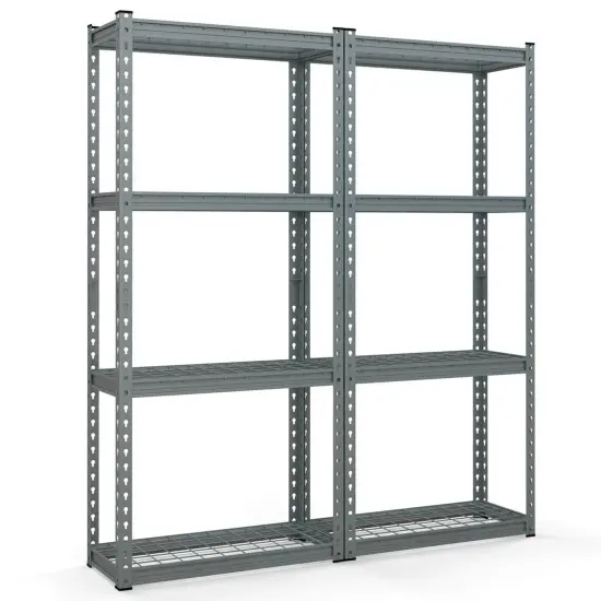 Costway 1/2/3/4 PCS 4-Tier Metal Shelving Unit Heavy Duty Wire Storage Rack with Anti-slip Foot Pads Grey {8}