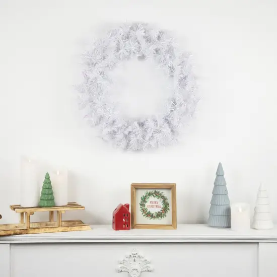Northlight Icy White Iridescent Spruce Artificial Christmas Wreath - 18-Inch, Unlit {3}