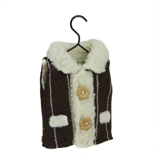 Raz Alpine Chic Winter Vest with Faux Fur on Hanger Christmas Ornament - 5.25" Brown {1}