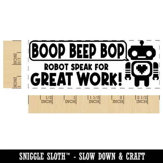 Boop Beep Bop Robot Speak For Great Work Teacher Student School Self-Inking Rubber Stamp Ink Stamper Fuchsia {1}