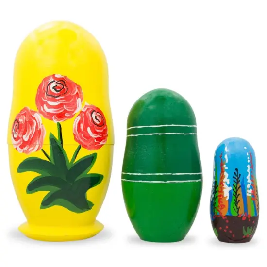 Set of 3 Labrador Retriever Dogs Wooden Nesting Dolls 4.25 Inches {3}