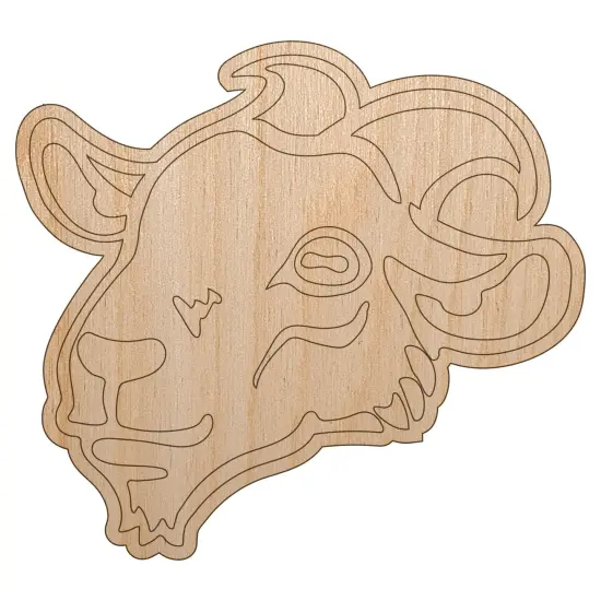 Goat Head Unfinished Wood Shape Piece Cutout for DIY Craft Projects {7}