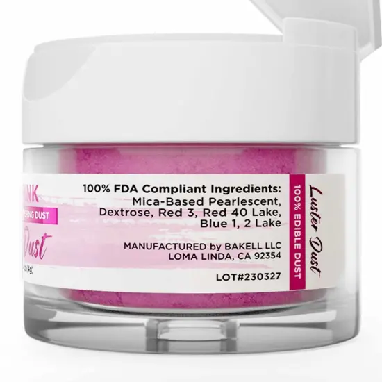 Bakell - Rose Pink Luster Dust (4g, 1x Jar) Edible Vegan Dust & Paint for Baking, Desserts and Beverages {3}