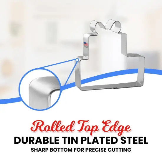 Stacked Gift Boxes Cookie Cutter 3.75 in, CookieCutter.com, Tin Plated Steel, Handmade in the USA {3}