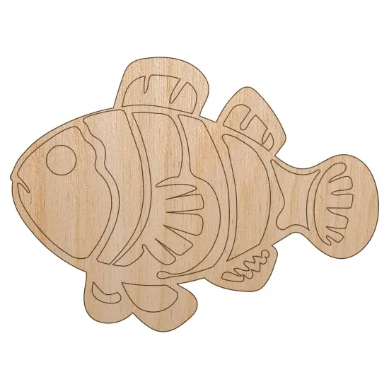 Striped Clownfish Unfinished Wood Shape Piece Cutout for DIY Craft Projects {2}