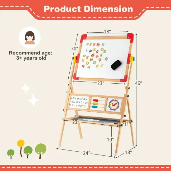3-in-1 Wooden Art Easel for Kids with Drawing Paper Roll {5}