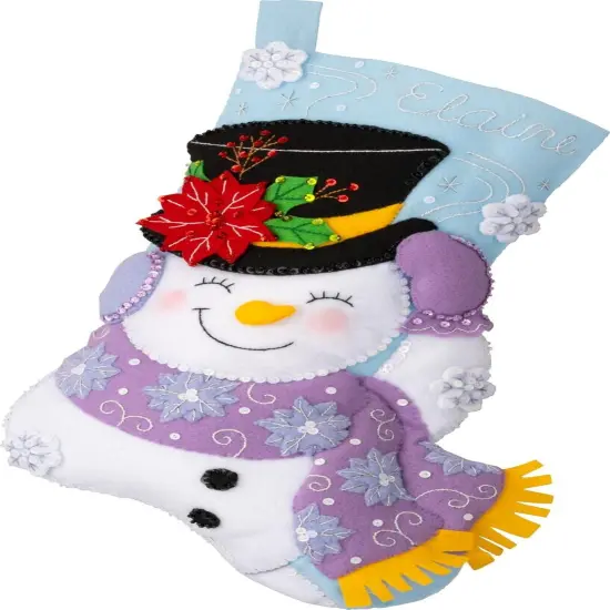 Bucilla Felt Stocking Applique Kit 18" Long-Jolly Top Hat Snowman {1}