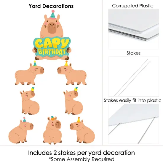 Big Dot of Happiness Capy Birthday - Yard Sign and Outdoor Lawn Decorations - Capybara Party Yard Signs - Set of 8 {6}