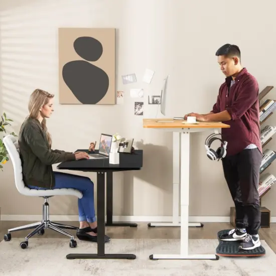 45.5 Inch Electric Height Adjustable Standing Desk with 2-Button Controller and Metal Frame Natural {6}